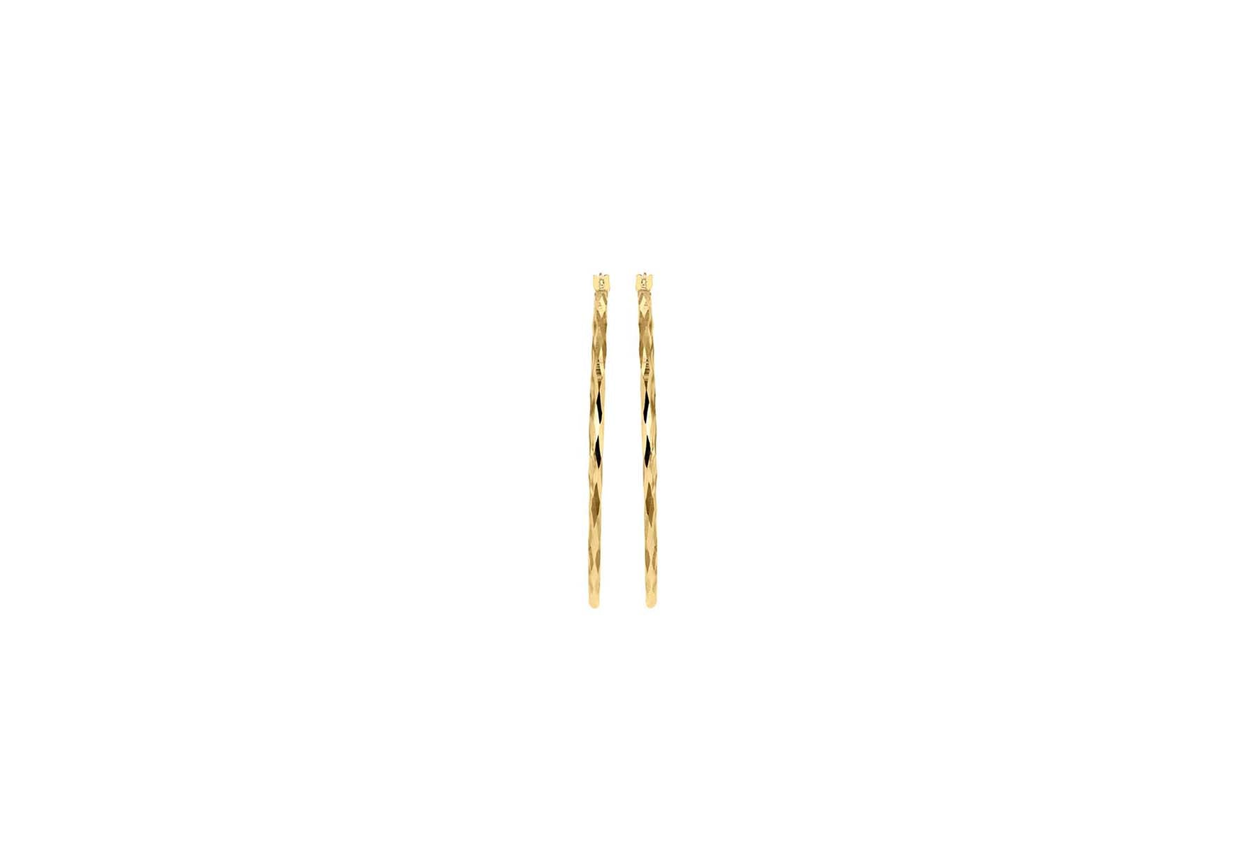 9ct Yellow Gold Diamond Cut Hoop Earrings 42mm