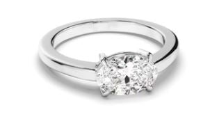 Oval Cut Diamond Solitaire East West Engagement Ring