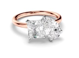 Radiant & Pear Cut Diamond Toi et Moi Engagement Ring