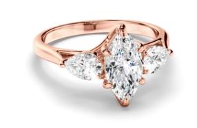 Marquise Cut Diamond Trilogy Engagement Ring with Pear Sides