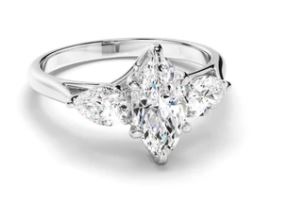 Marquise Cut Diamond Trilogy Engagement Ring with Pear Sides