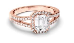 Radiant Cut Diamond Halo Engagement Ring with Pave Sides