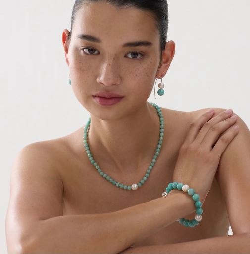 Sunset Amazonite & Pearl Necklace