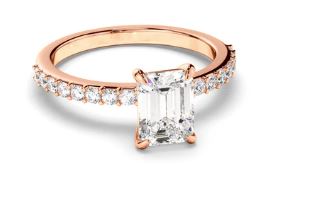Emerald Cut Diamond Engagement Ring with Diamond Sides