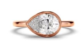 Pear Cut Diamond Bezel East West Solitaire Engagement Ring