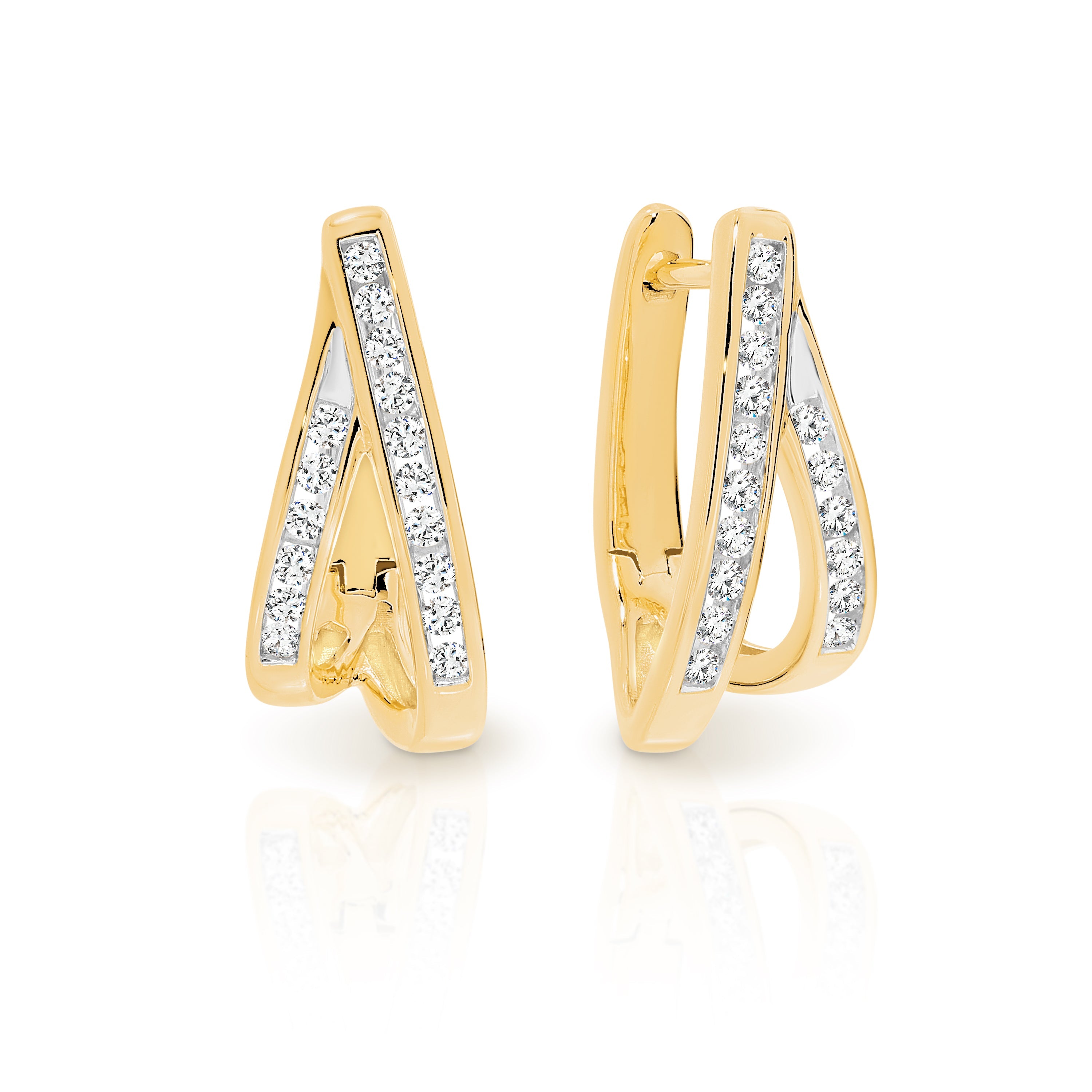 9ct 0.25ct diamond double loop huggies