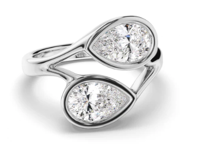 Pear Cut Toi et Moi Diamond Engagement Ring