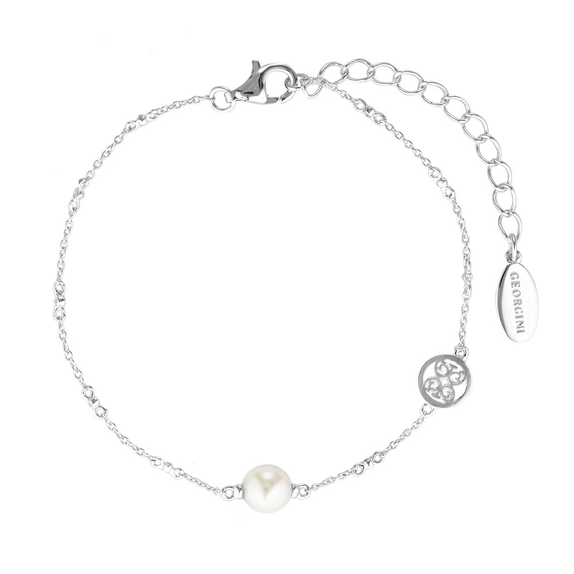 Red Carpet Globe Pearl Bracelet Silver