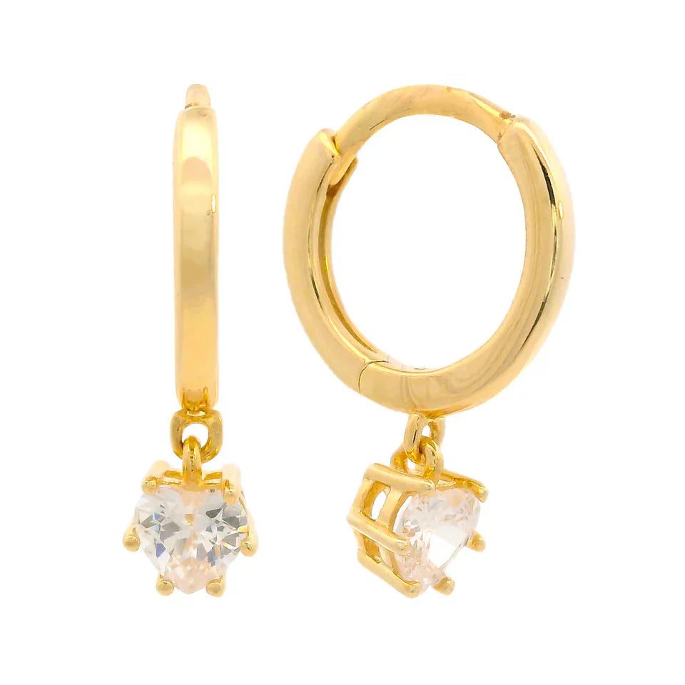 Georgini Midnight Velvet Baby Heart Hoop Earrings Gold