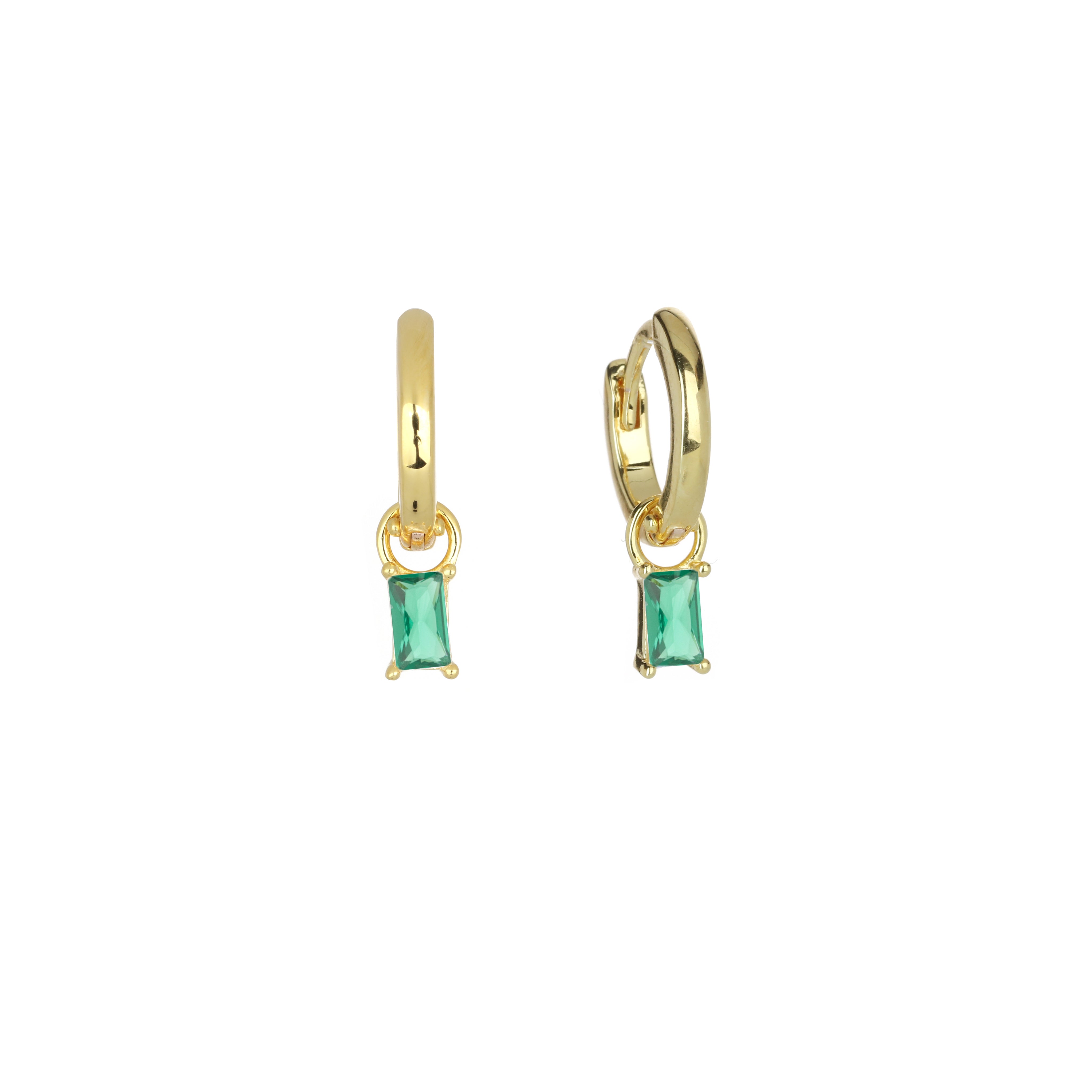 Georgini Gifts Baby Baguette Hoop Gold Green