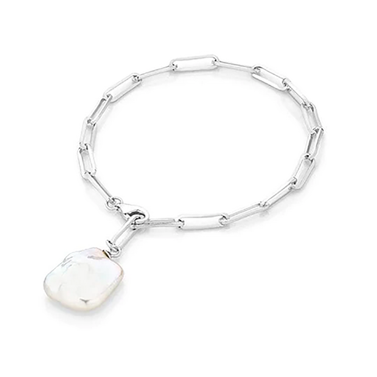 Sterling Silver Regal Links Pearl Bracelet
