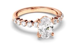 Oval Cut Diamond Engagement Ring with Diamond Sides