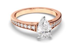 Pear Cut Diamond Engagement Ring with Diamond Sides