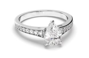 Pear Cut Diamond Engagement Ring with Diamond Sides
