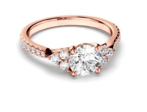 Round Brilliant Cut Diamond Engagement Ring with Diamond Sides