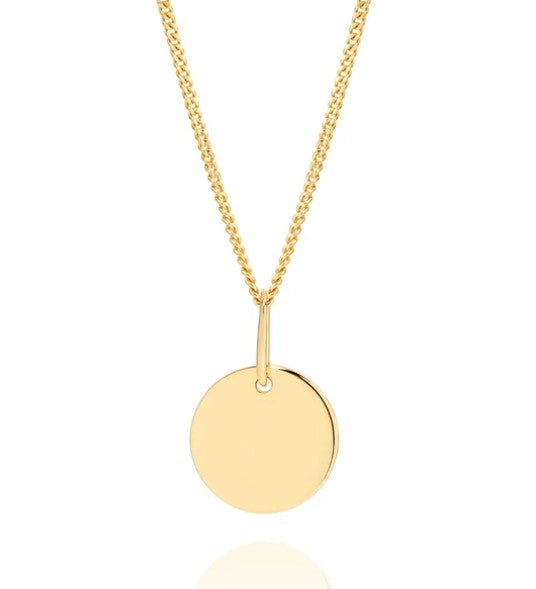 9ct 9mm Round Engravable Pendant