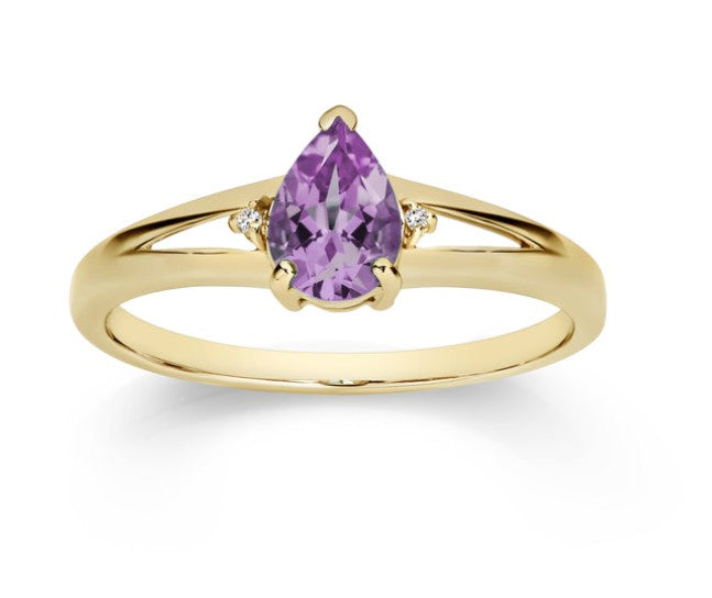 9ct amethyst & diamond ring