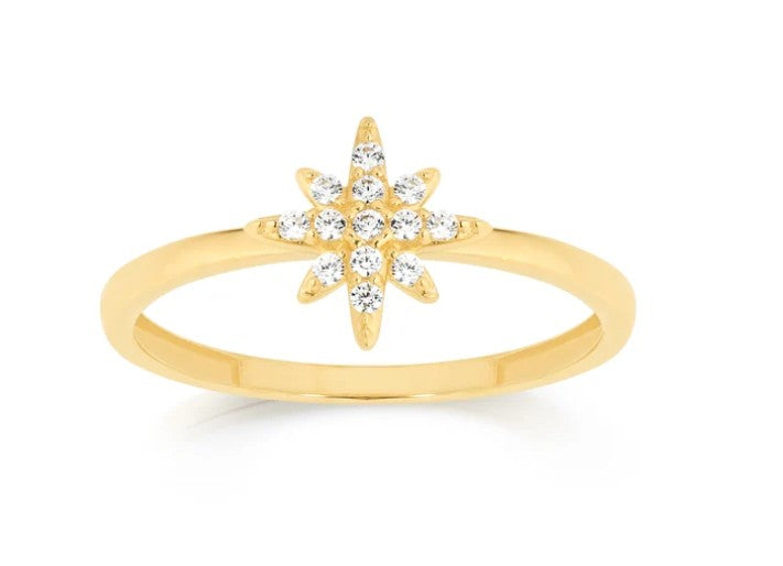 9ct cubic zirconia star ring