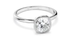 Cushion Cut Diamond Solitaire Bezel Set Engagement Ring