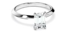 Emerald Cut Diamond Solitaire Knife Edge Engagement Ring