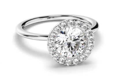 Round Brilliant Cut Diamond Halo Engagement Ring