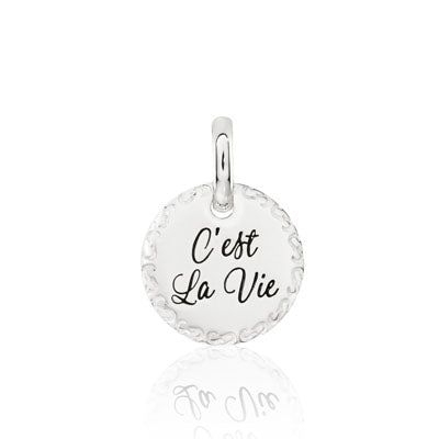 CANDID SS 12mm round engraved scroll frame 'c'est la vie'
