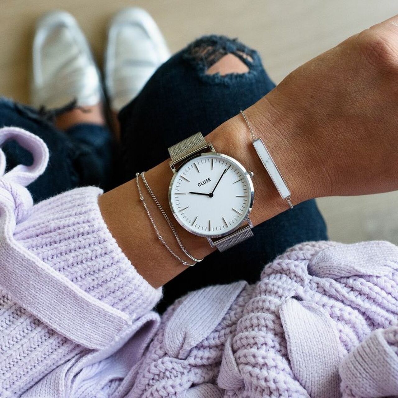 CLUSE La Boheme Mesh Silver/White