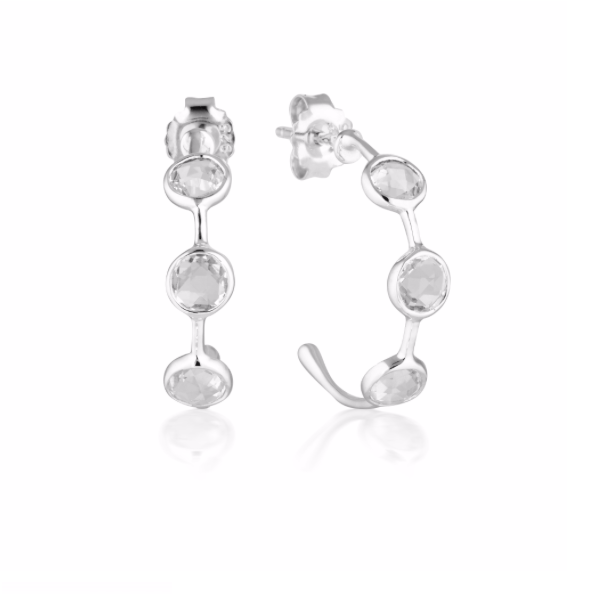 GEORGINI Kiklo White Topaz Silver Hoop Earrings