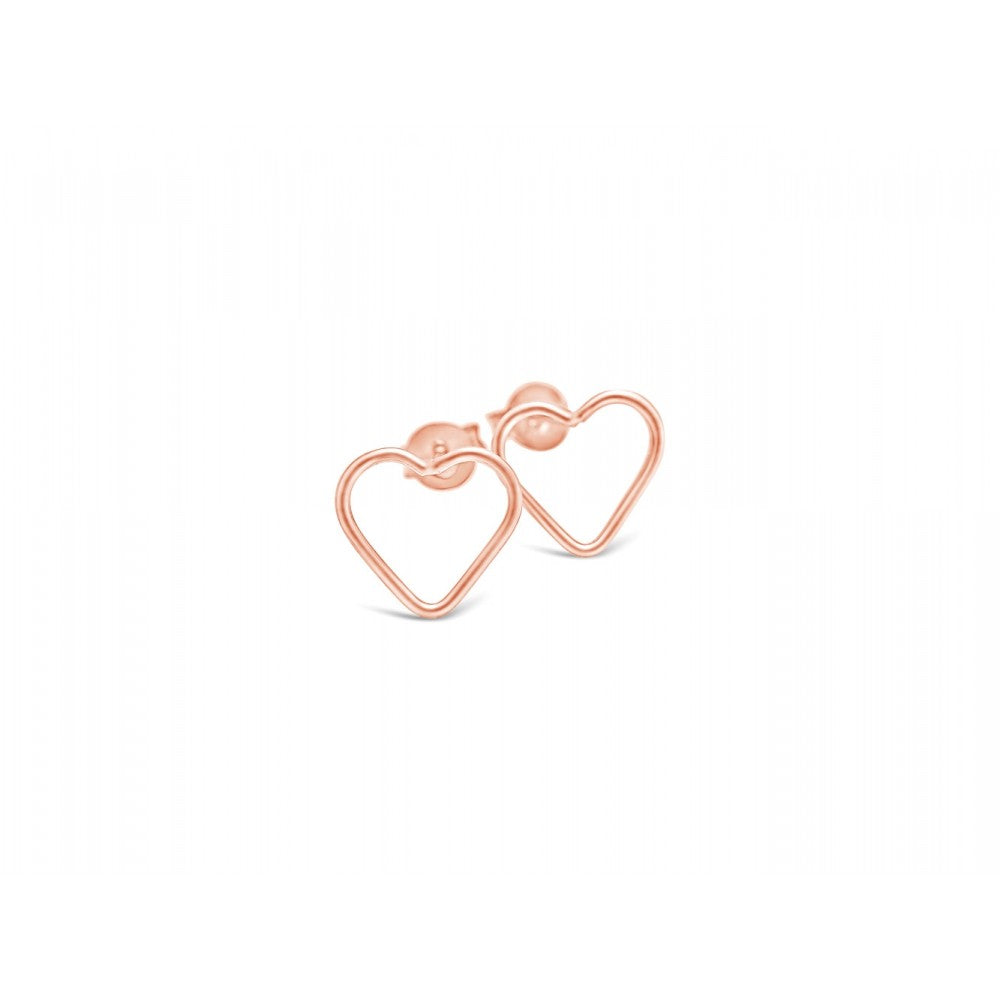Rose Gold Sterling Silver Open Heart Studs
