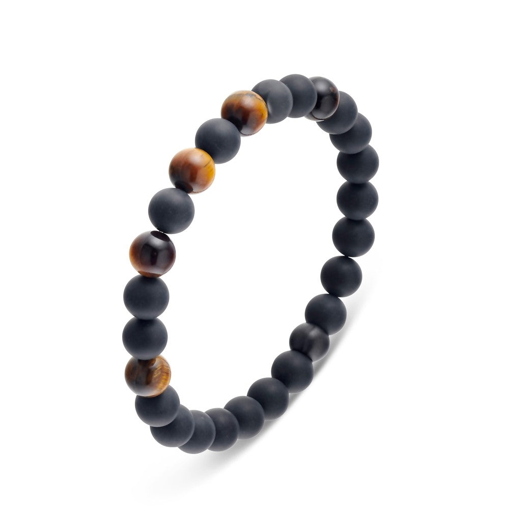 BLAZE Stainless Steel Onyx & Tiger Eye Stone Bracelet