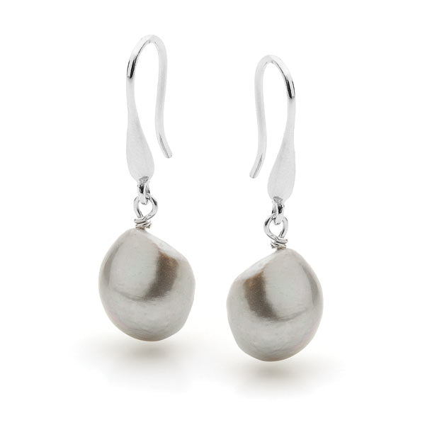 Grey Freshwater Keshi Pearl Earrings