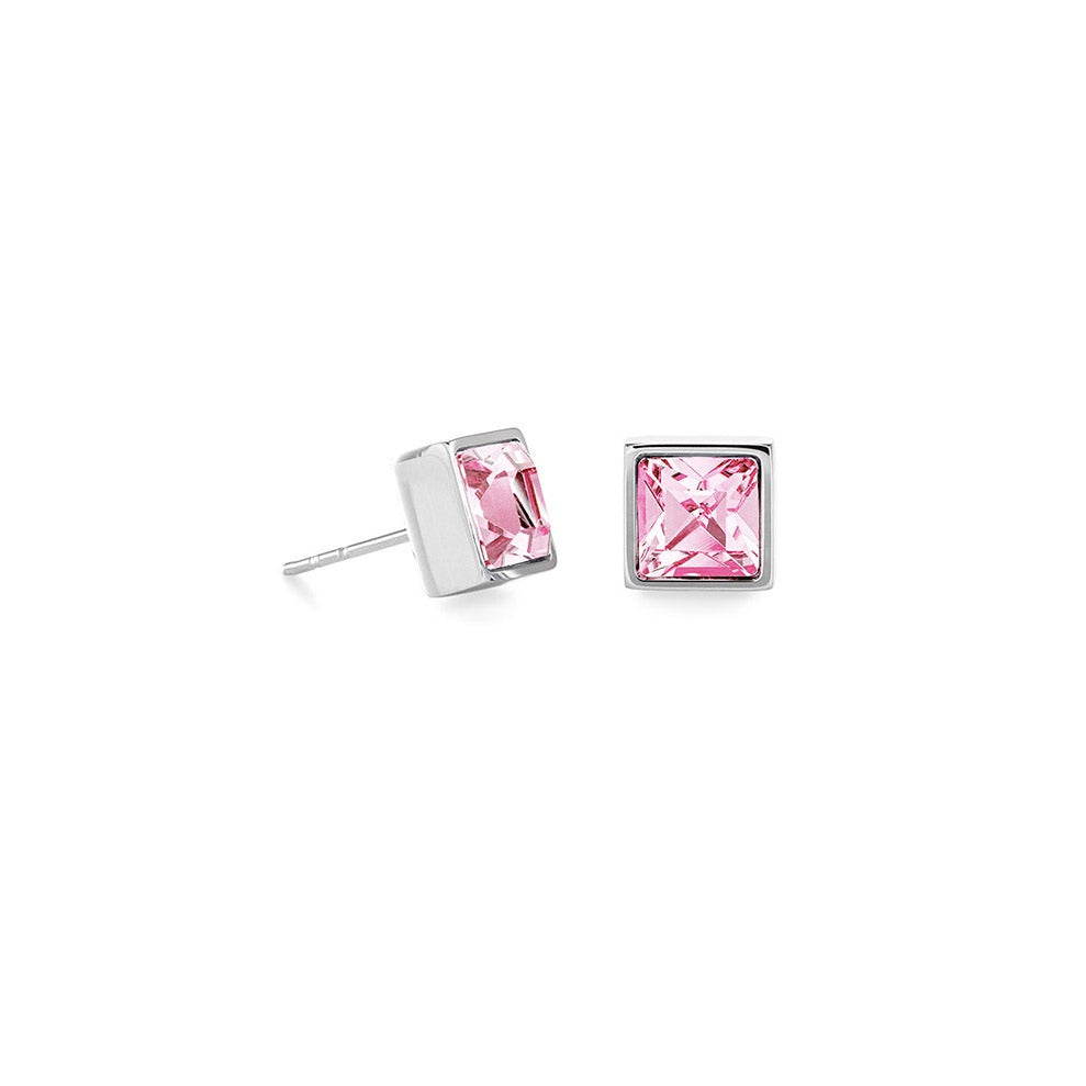 COEUR DE LION Brilliant Square Stud Earrings with Crystals - Rose