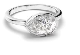Pear Cut Diamond Bezel East West Solitaire Engagement Ring