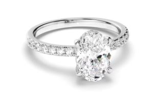 Oval Cut Diamond Engagement Ring with Diamond Sides