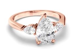 Pear Cut Diamond Trilogy Engagement Ring with Pear Sides