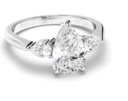 Pear Cut Diamond Trilogy Engagement Ring with Pear Sides
