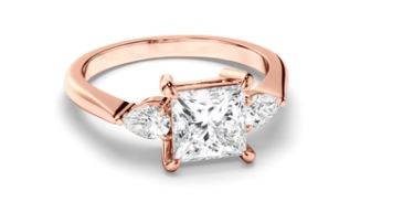 Princess Cut Diamond Trilogy Engagement Ring with Pear Sides