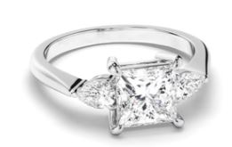 Princess Cut Diamond Trilogy Engagement Ring with Pear Sides