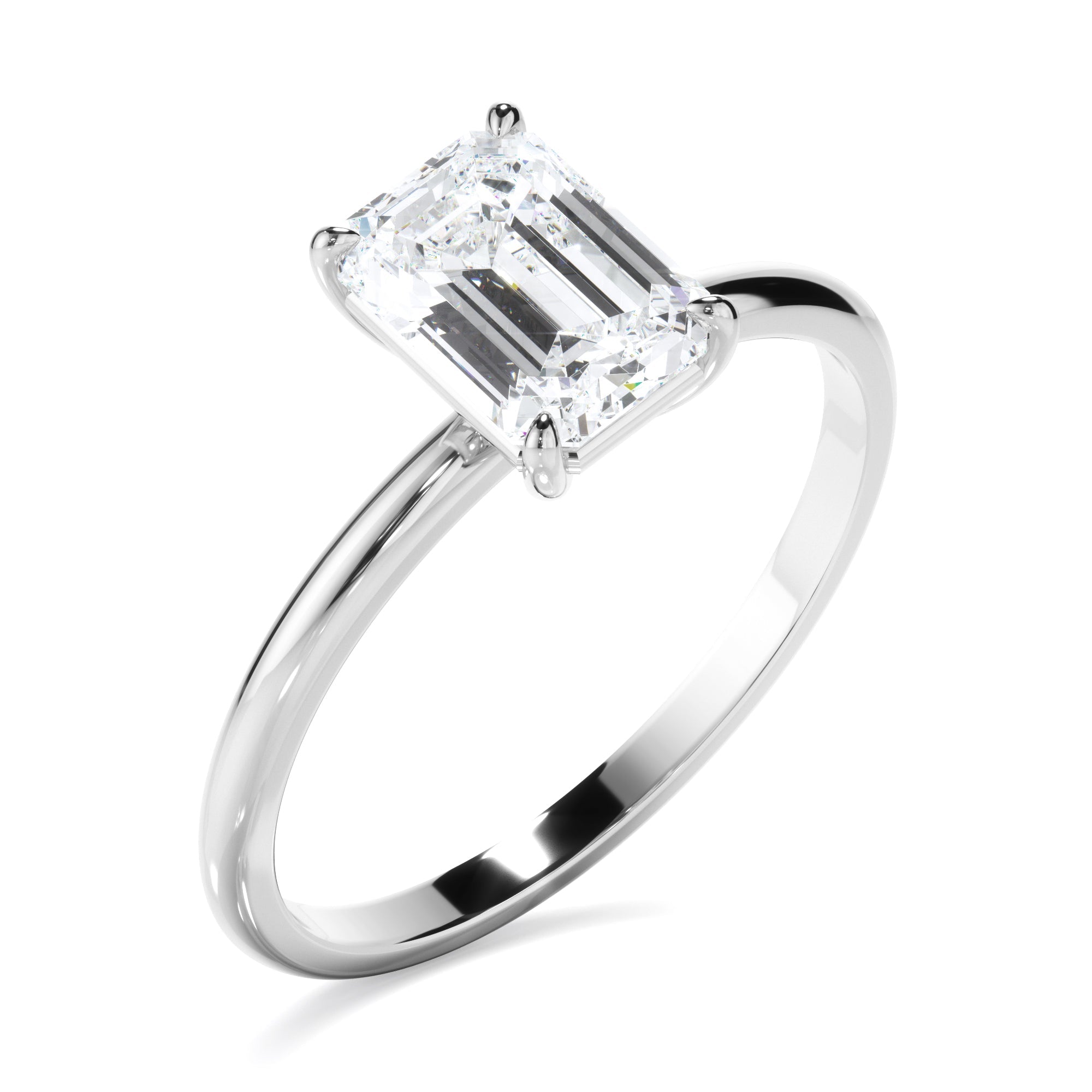 Emerald Cut Diamond Solitaire Engagement Ring