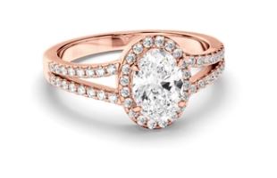 Oval Cut Diamond Halo Engagement Ring with Pave Sides