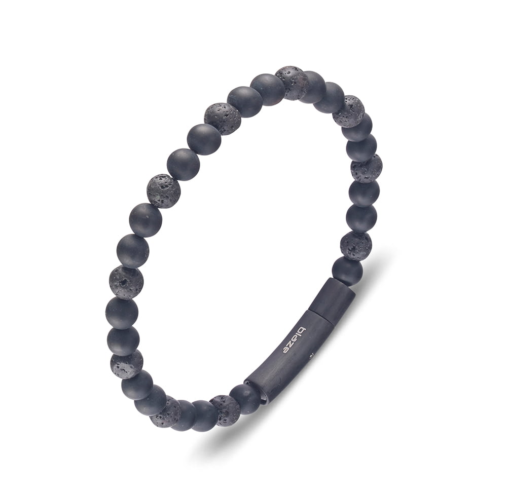 BLAZE lava stone and black onyx bead bangle