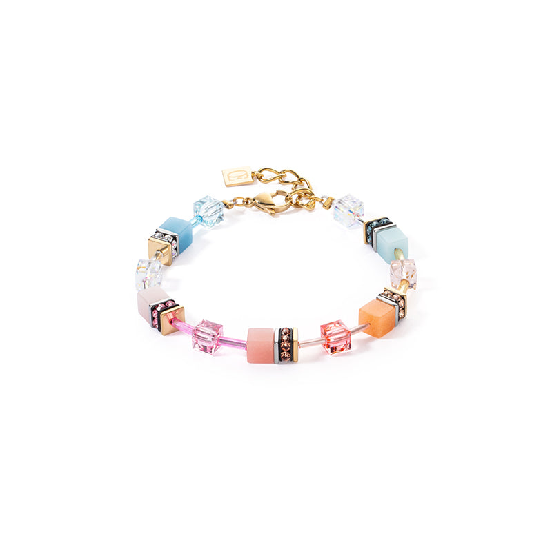 COEUR DE LION Geo Cube Aqua-Apricot Bracelet