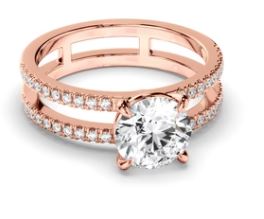 Round Brilliant Cut Diamond Engagement Ring with Pave Sides