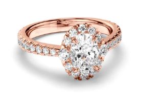 Oval Cut Diamond Halo Engagement Ring with Diamond Sides