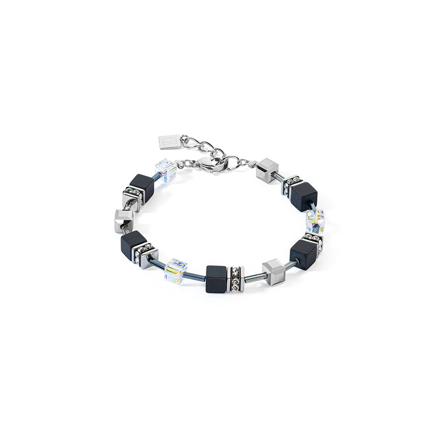 COEUR DE LION Geo Cube Black Onyx Stainless Steel Bracelet