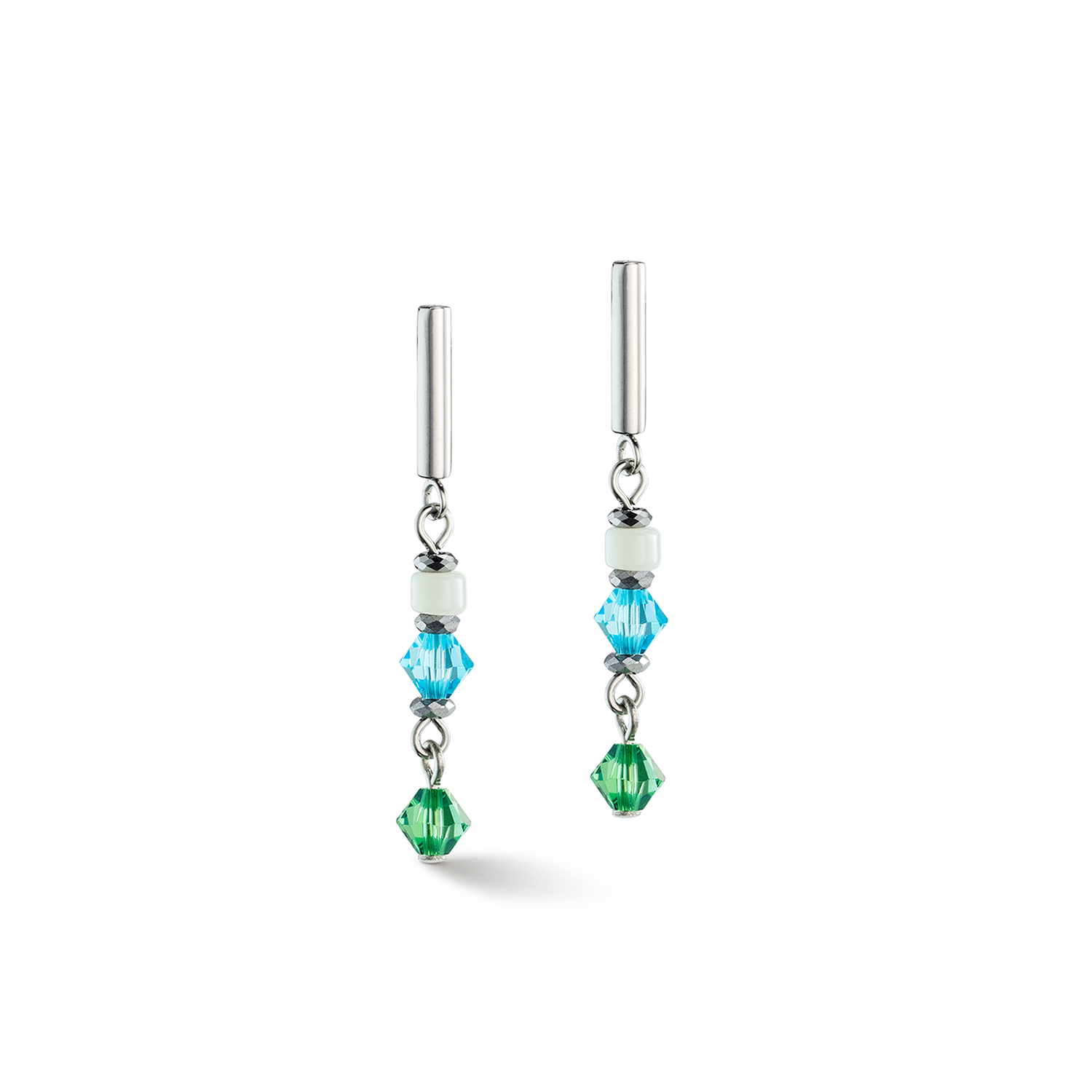 COEUR DE LION Shimmering Turquoise, Green, White & Silver Earrings