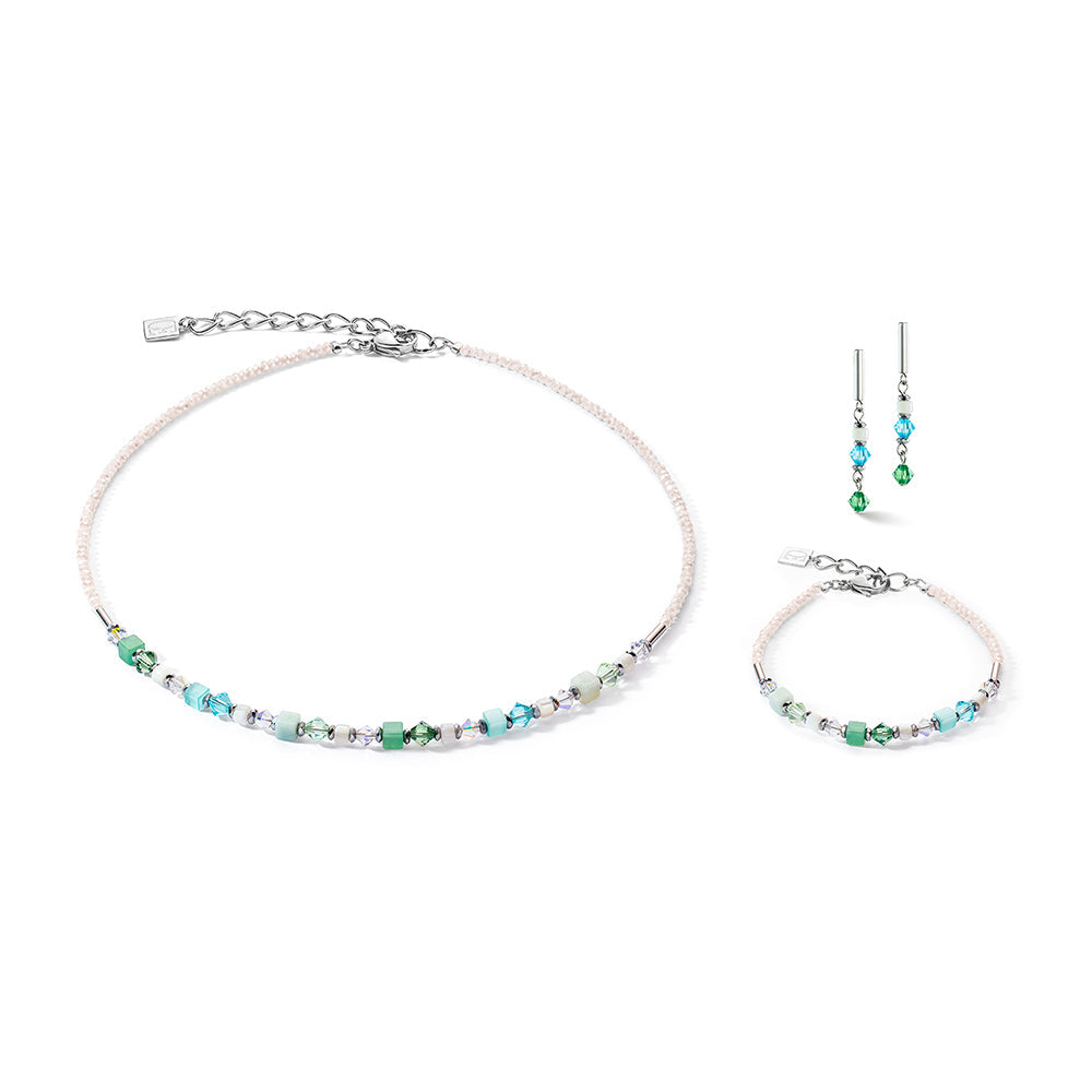COEUR DE LION Shimmering Turquoise, Green, White & Silver Earrings
