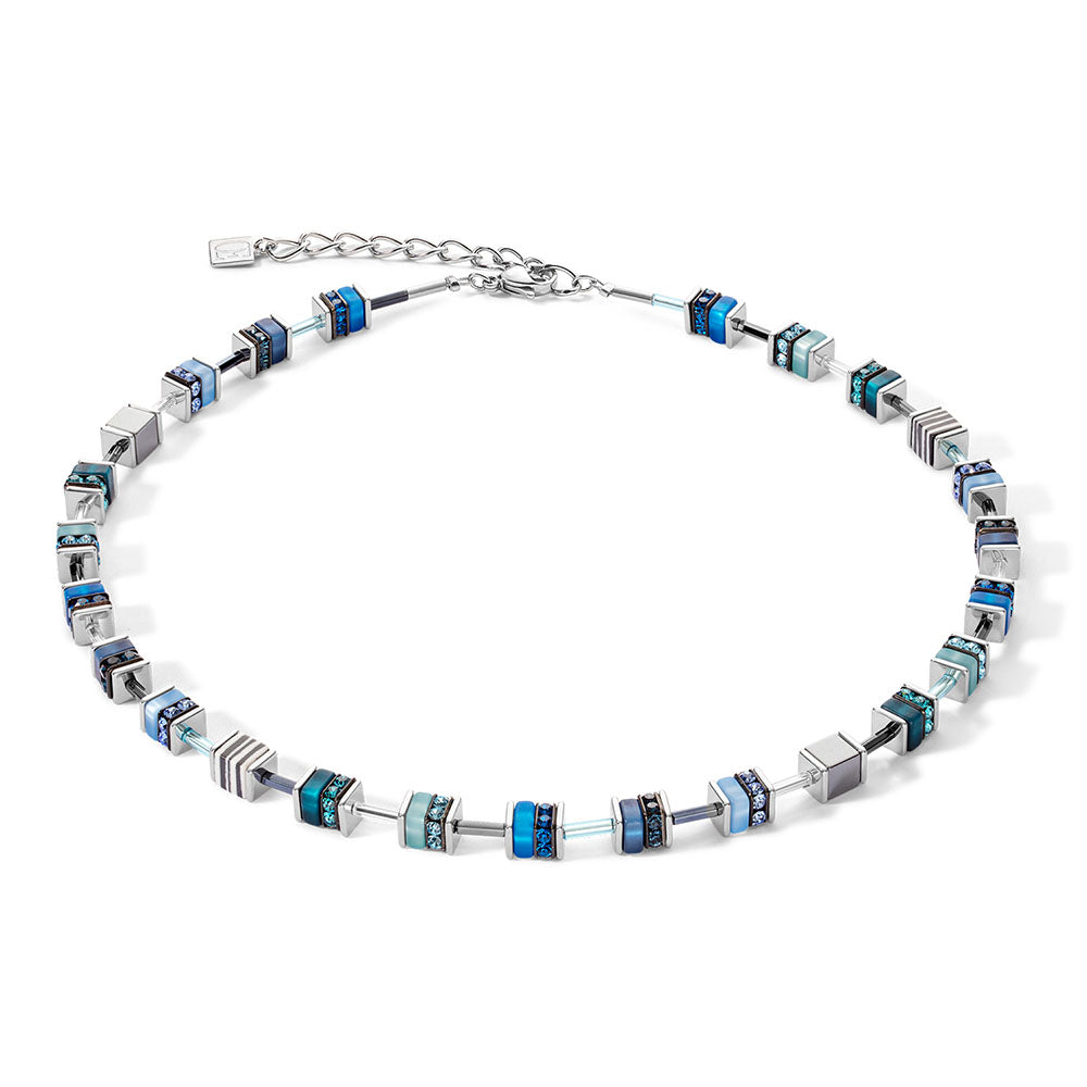 COEUR DE LION Geo Cube Fresh Turquoise & Stainless Steel Necklace