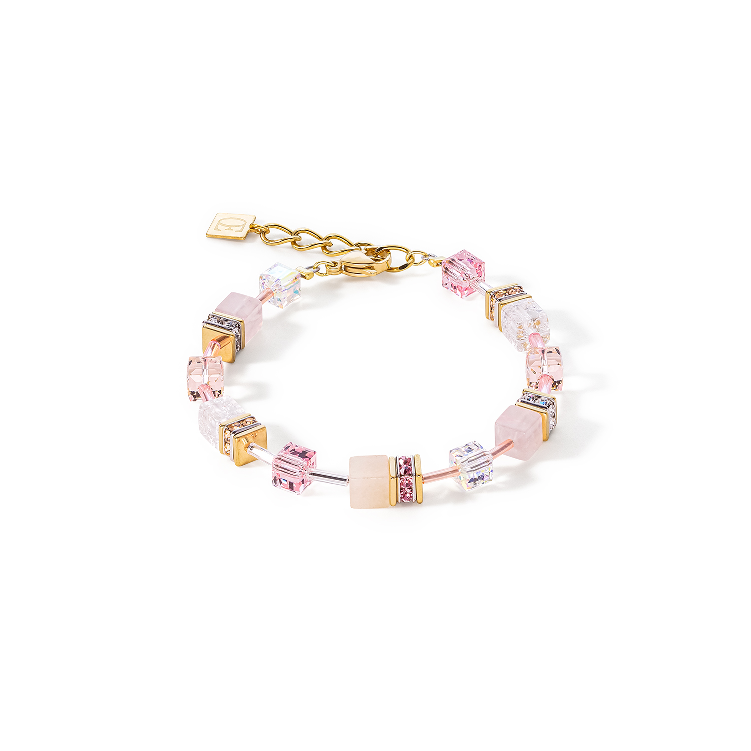 COEUR DE LION Geo Cube Light Rose & Champagne Bracelet