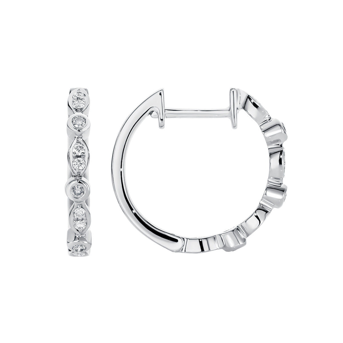 Natural 0.10ct diamond huggie earrings in 9ct white gold